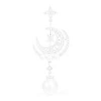 APM Monaco 月亮&星星耳环饰垂坠珍珠 - 银白色（单只）