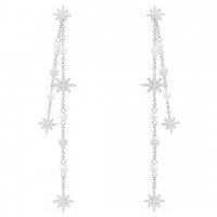 APM Monaco 垂坠珍珠流星链式耳环-银白色