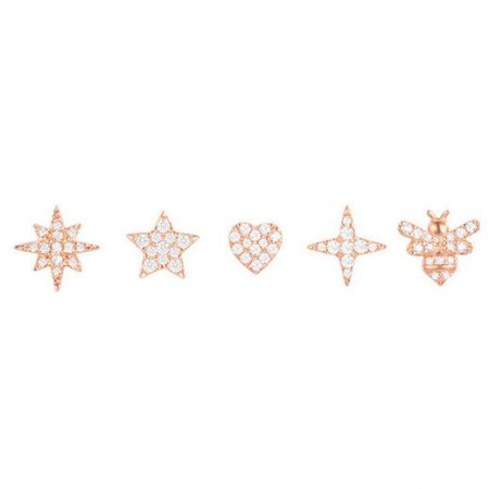 APM Monaco 星星和大黄蜂耳钉套装-粉红银