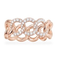 APM Monaco 粉金色纯银粉&白色锁链戒指